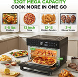 32 Quart Air Fryer & Oven | Digital Airfryer with 20 Presets, Dual Cook, Rotisserie, Bake & More | Multi-Function