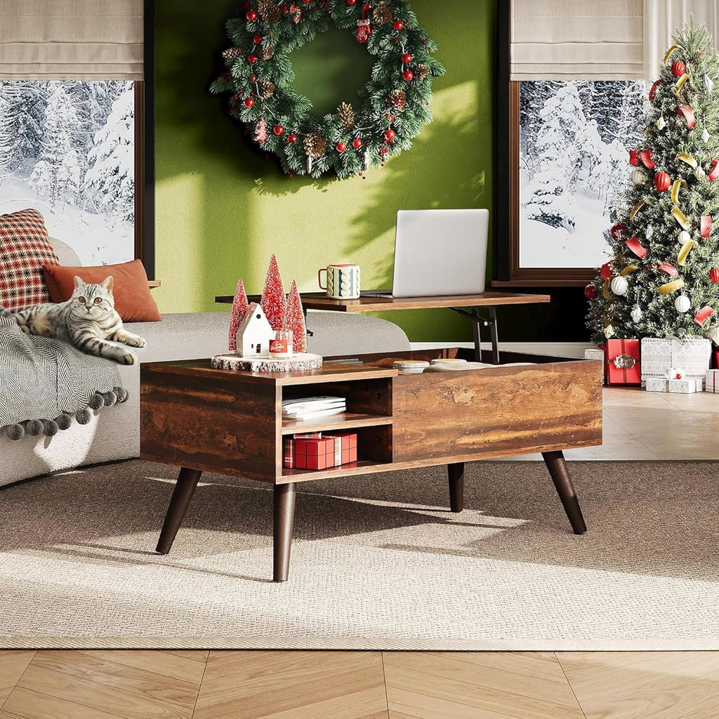 Lift Top Coffee Table,Small Coffee Table with Storage, Adjustable Shelf and Storage Compartment