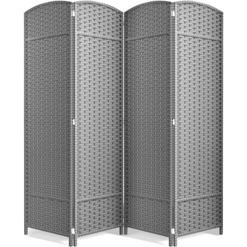 Foldable Room Divider, Mesh Privacy Screen (4 Panel, Light Gray)