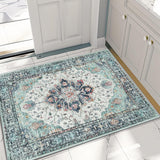 Area Rugs Washable Non-Slip, Floral Vintage Distress Print Pattern Medallion Carpet for Living Room Bedroom