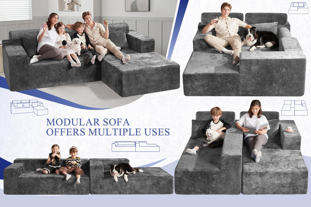 105" L-Shape Modular Sectional Sofa Couch, No Assembly Required, Modular Comfy Sofa with Deep Seat Bedroom, Luxury