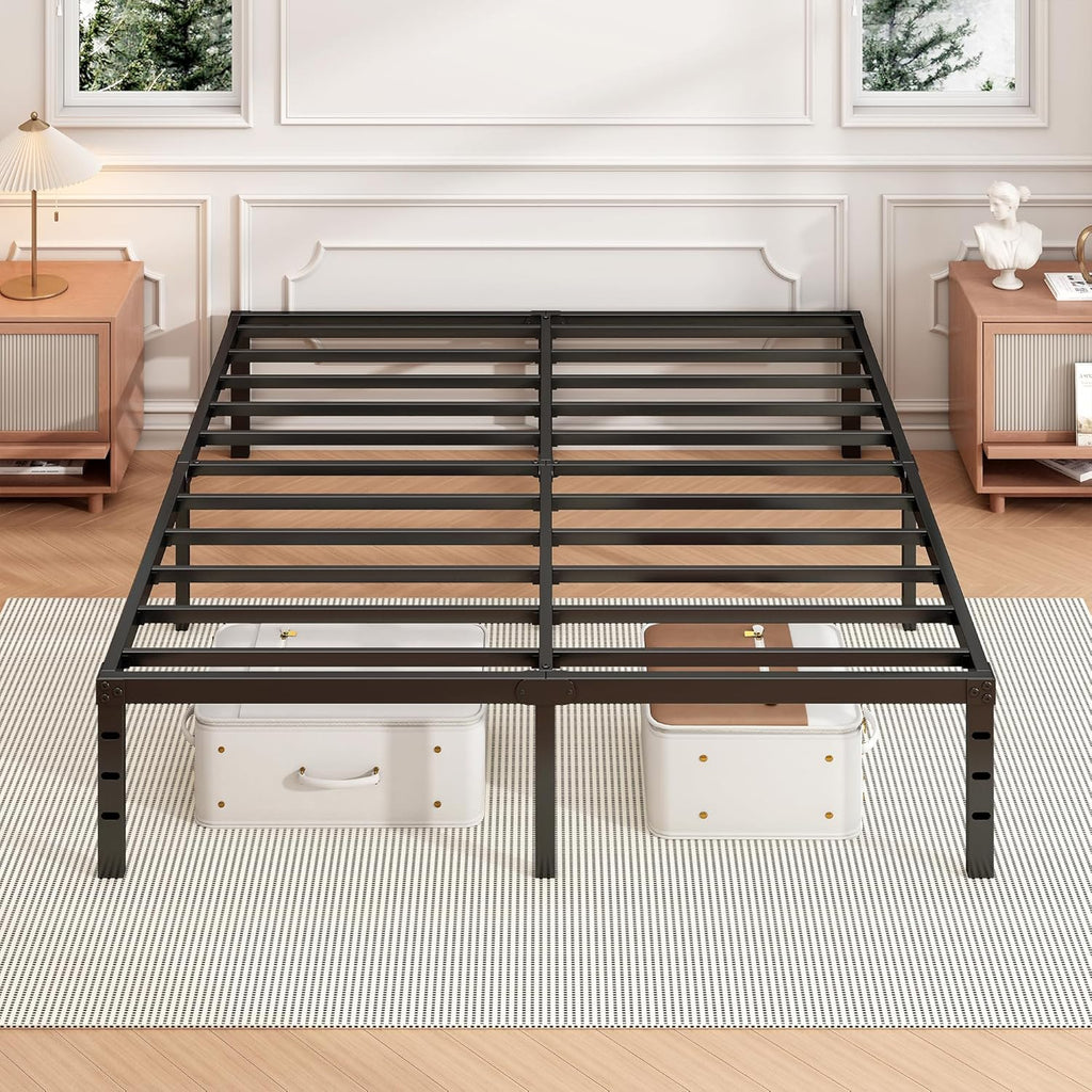 18 Inch Full Bed Frame - Sturdy Metal Platform Full, No Box Spring Needed, Heavy Duty, Easy Assembly