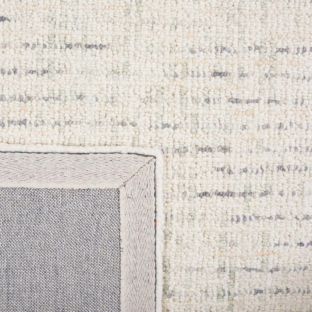 Abstract Area Rug - 10' x 14', Ivory & Light Grey, Handmade Wool
