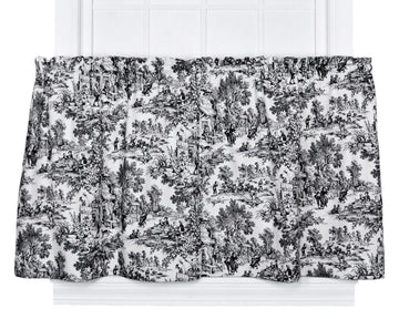Victoria Park Toile 68-Inch-by-24 Inch Tailored Tier Curtains, Black