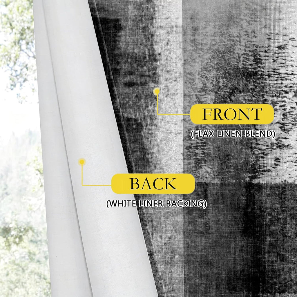 100% Blackout Curtains,Black and Gray Abstract Blackout Curtains 84 Inches Long,Grey Black White Full Room Darkening