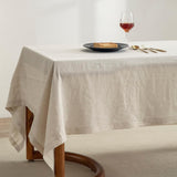 Pure Linen Hemstitch Tablecloth,100% Stonewashed French Linen tablecloths Dining Rectangle Tables,60