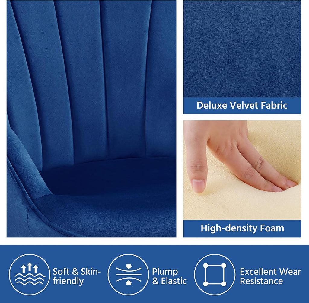 Velvet Accent Chair, Modern Armchair with Wing Side and Metal Legs, Cozy and Soft Padded and High Back /Home
