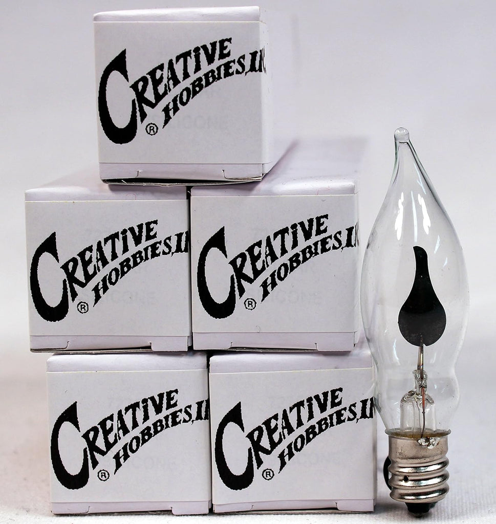 A101 Flicker Flame Light Bulb - 3 Watt, 130 Volt, E12 Candelabra Base, Nickel Plated Base - Dances with a Flickering