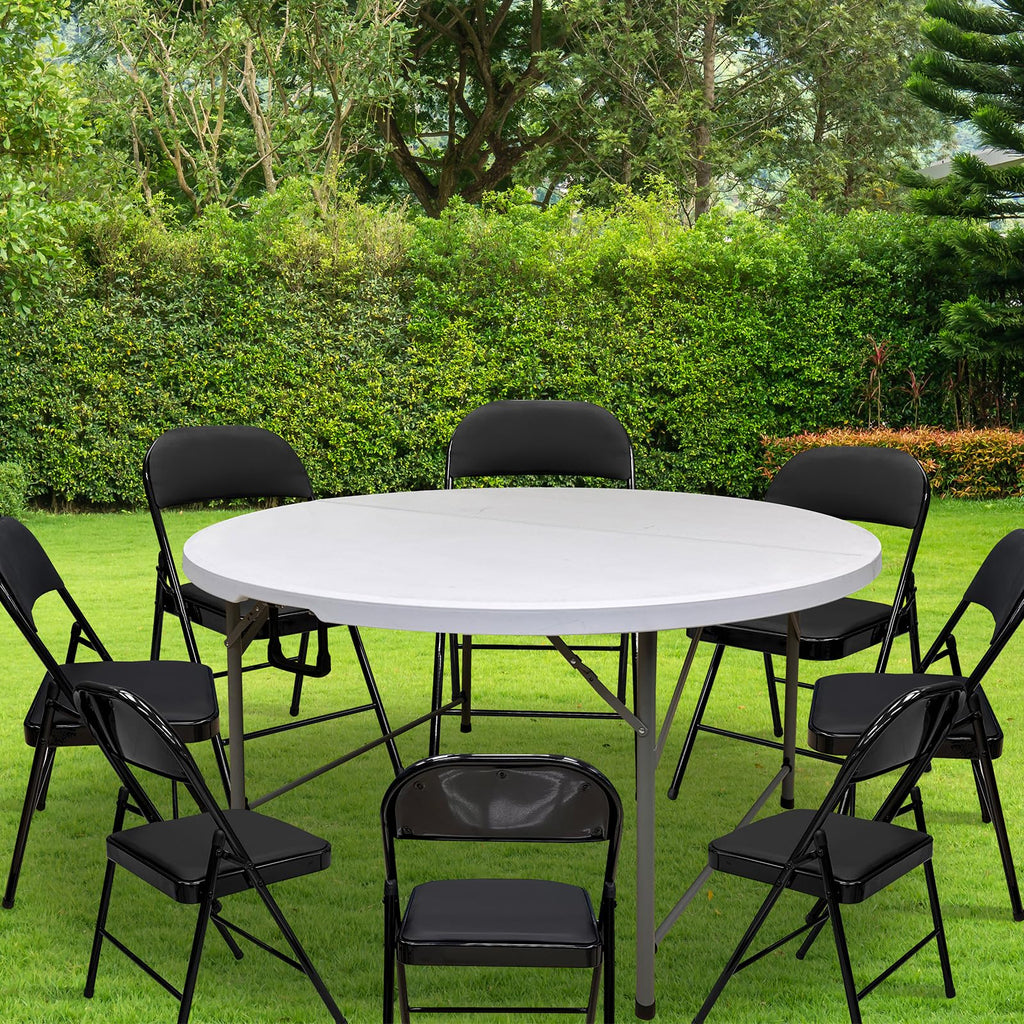 54 Inch Round Folding Table, Portable Bifold Design