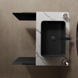 30" Freestanding Bathroom Vanity with Stone Pattern Basin - Cabinet with 2 Doors & Countertop