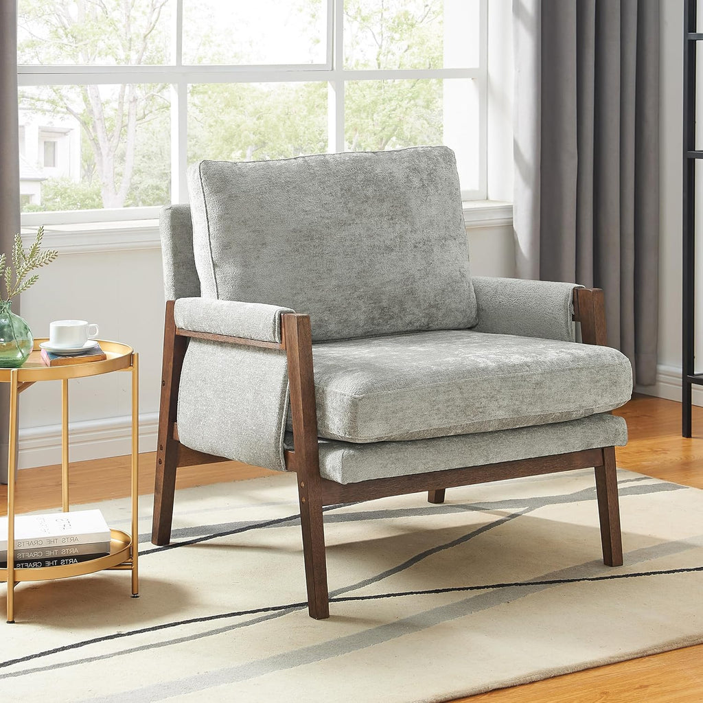 Kelly Mid-Century Modern Accent Armchair, Gray