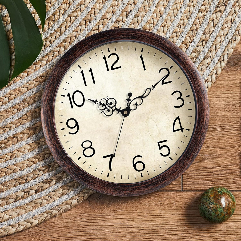 Wall Clock 14 Inch Vintage Wall Clocks Battery Operated Quartz Silent Non-Ticking Large Retro Rustic Style Decorative
