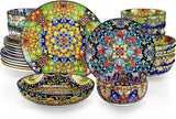24 Pieces Dinnerware Sets, Plates and Bowls Set, Porcelain Dishes Set for 6, Microwave and Dishwasher Safe