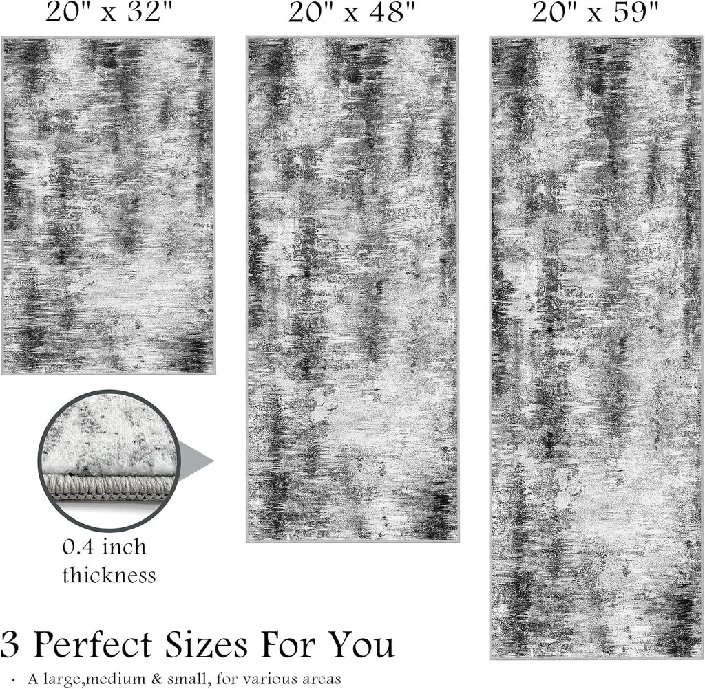 Upgrade Non Slip Kitchen Rugs Sets of 3 Washable Kitchen Mats for Floor Abstract Kitchen Runner Rug Ultra Soft Floor