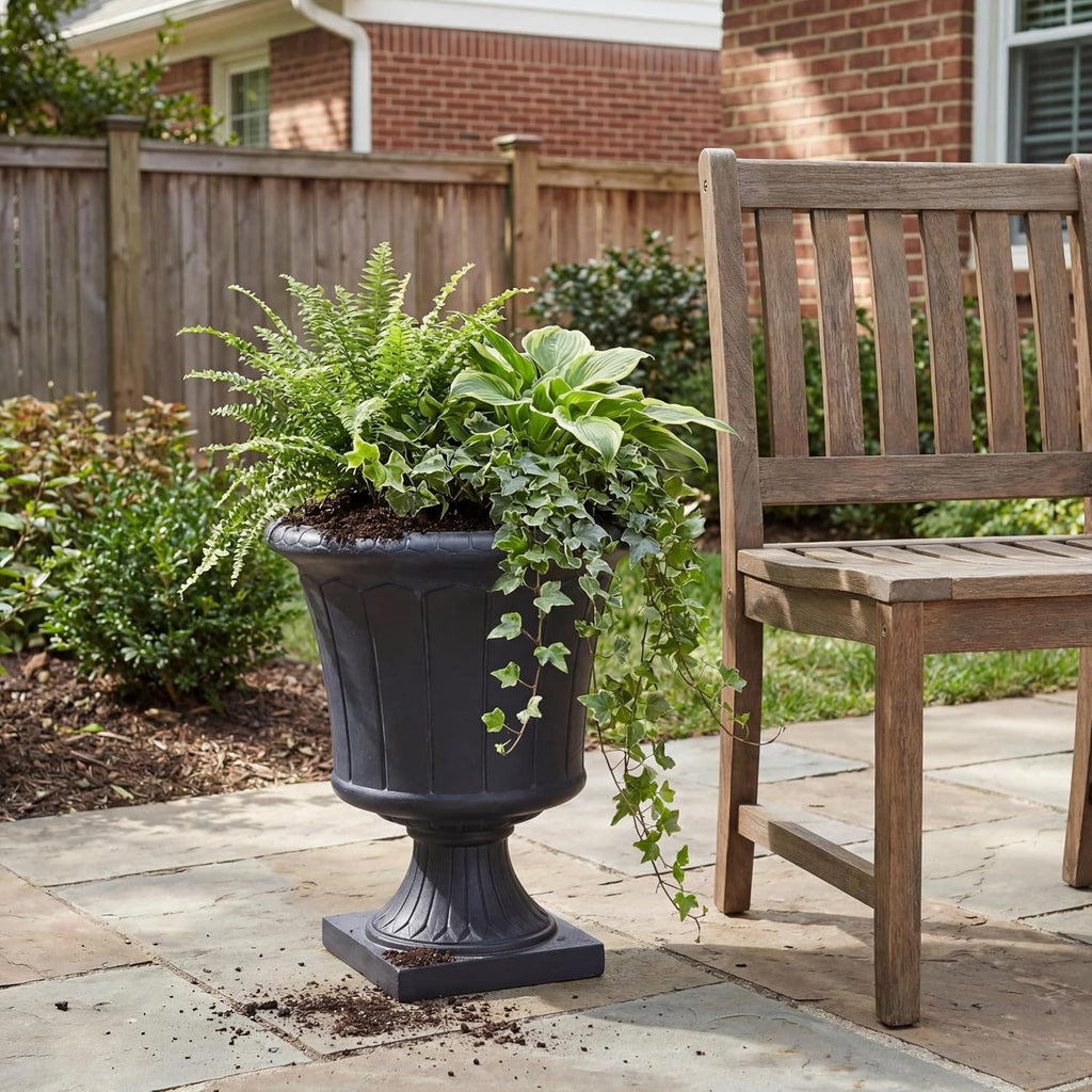 Cisal Round Concrete Planter, Garden Flower Pot with Drainage Hole, MGO Patio Urn Planter for Outdoor Plants, Outdoor
