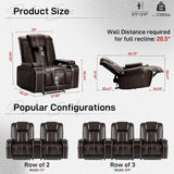 Recliner Chair Set of 3 Theater Seating Breathable Leather Sofa, Suitable Living Room Home Brown A120-B0CT88LBW2