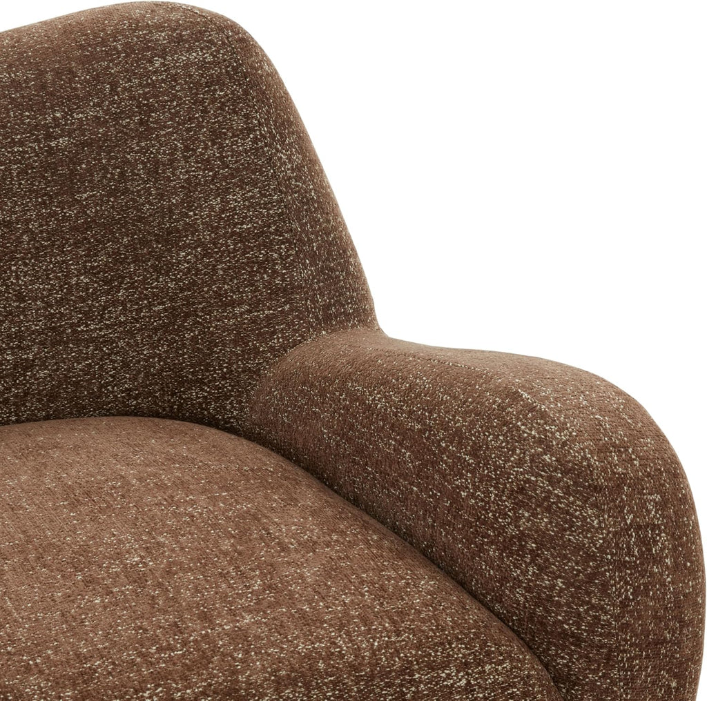 Couture Collection - Randal Dark Brown Chenille Accent Chair, Fully Assembled Upholstered Lounge Seating with Curved