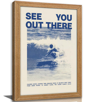 Vintage Natural Wood Framed Surf Wall Art Surfer Quote Print, 12x16in