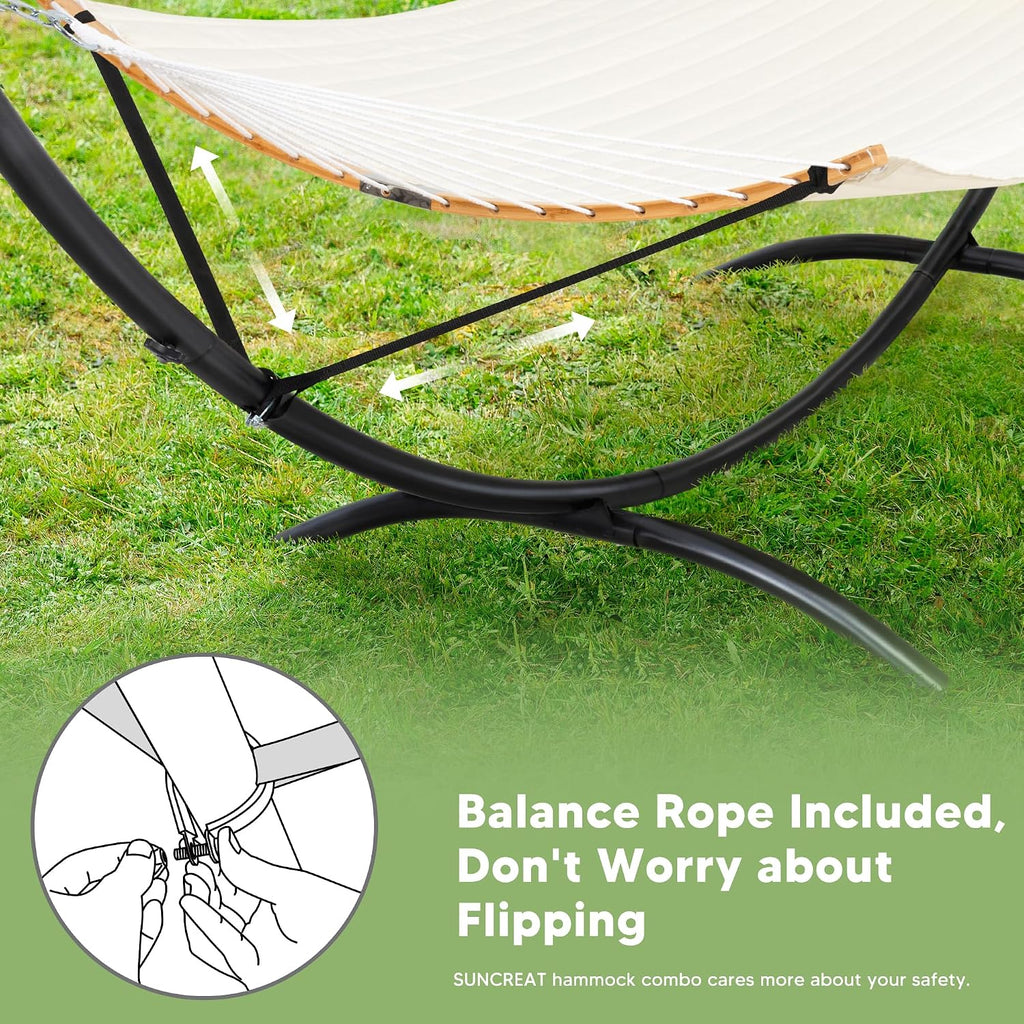 Hammocks for Outside with Stand, Porch Hammock and Stand, 475 lbs Capacity, Patent Pending, Beige