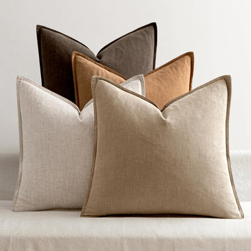 Neutral Brown Linen Pillow Covers Pack of 4 Decorative Natural Fall Throw Pillow Covers Soft Accent Boho Farmhouse