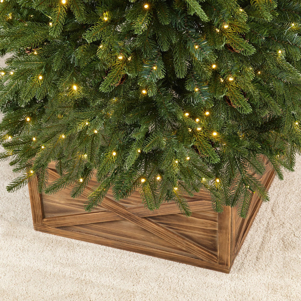 22" L Natural Wooden Tree Collar, Christmas Tree Base Cover, Christmas Tree Collar for 7.5ft Tree Decorative