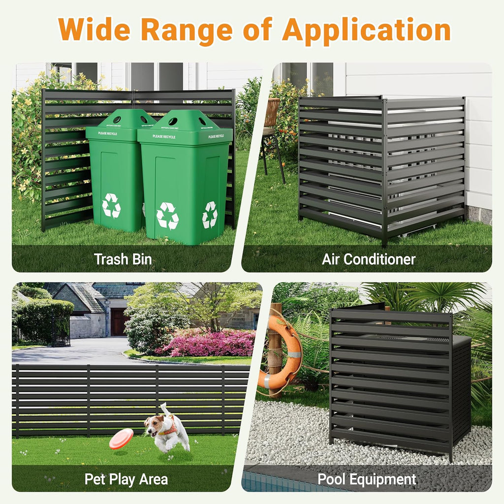 42" H x 38" W Metal Air Conditioner Fence, No Dig Outdoor Privacy Screen, Trash Can Hider, Pool Equipment Enclosure