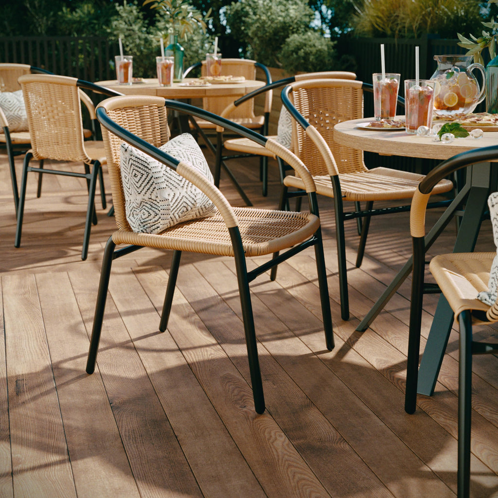 Beige PE Rattan Stackable Patio Dining Chair, 2-Pack