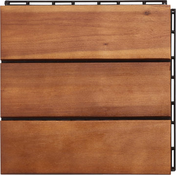 Outdoor Collection Manila Natural Acacia Wood 3-Slat Interlocking Floor Tile Patio Deck 12 x 12-inch (Set of 10)