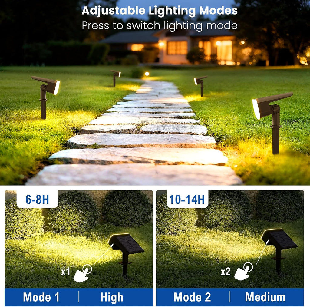 Solar Spotlights Waterproof IP65,Auto On/Off,3000K 2 Lighting Modes Solar spot Lights for