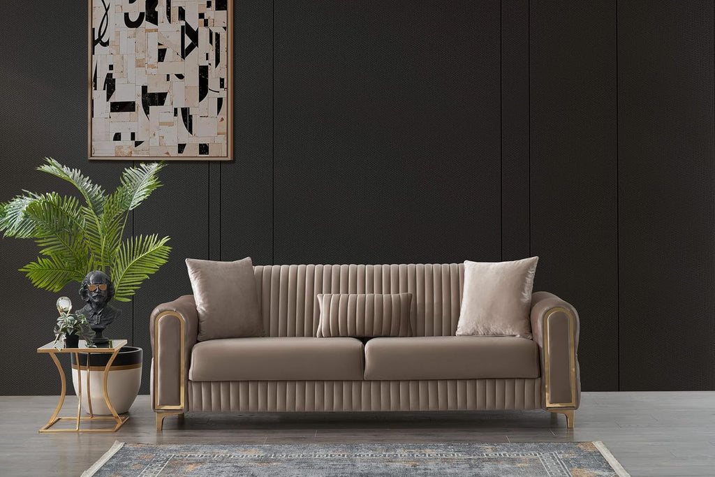Melody Modern Contemporary Velvet Upholstered 2PC(Sofa + Loveseat) Sleeper Convertible Made with Wood and Iron in