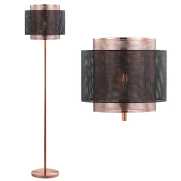 Tribeca Modern Industrial 60.5" Metal Floor Lamp, Copper/Black
