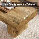 Farmhouse Coffee Table, 47 Inches Wooden Rectangular Accent Center Tables with Thick Base