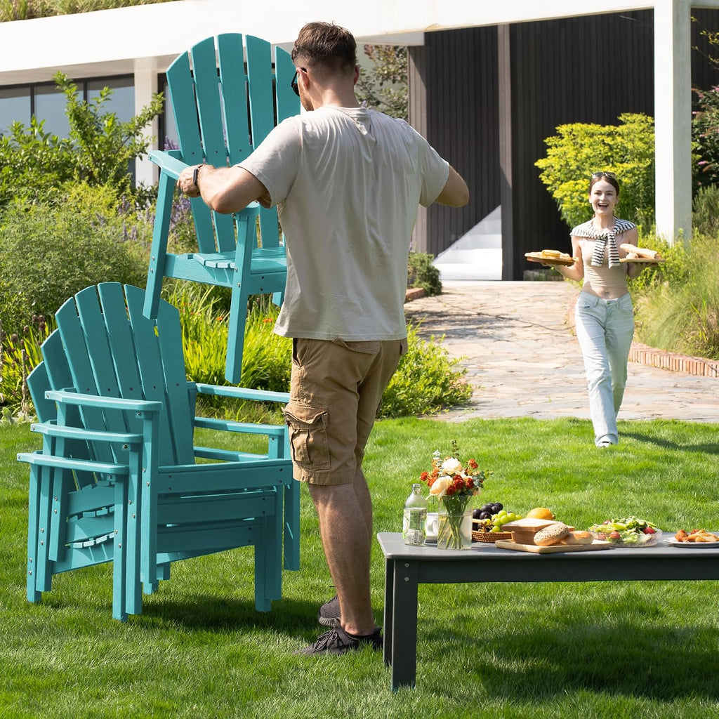 Stackable Adirondack Chairs Set of 2,Compact HDPE,Aruba | 26.3" Wide HDPE,380lb,All-Weather