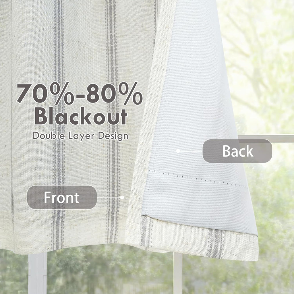 Farmhouse Linen Lined Valance Double Layer Thermal Insulated Room Darkening Blackout Window Valances 3 Inch Rod