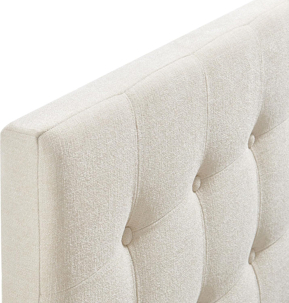 Queen Fabric Headboard in Ecru - Linen-Like Upholstery with Button Tufting and 7 Adjustable Height Positions