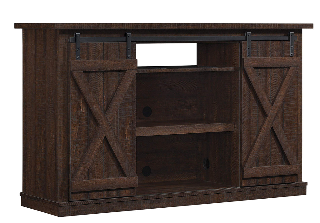 Sliding Barn Door TV Stand, Sawcut Espresso