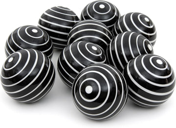 3" Porcelain Ball Set - Set of 10 Decorative Balls, White Stripes