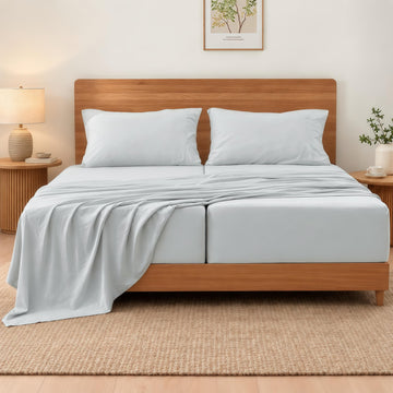 5 Pcs Split King Sheets Set - Soft, Breathable & Cozy - Light Grey