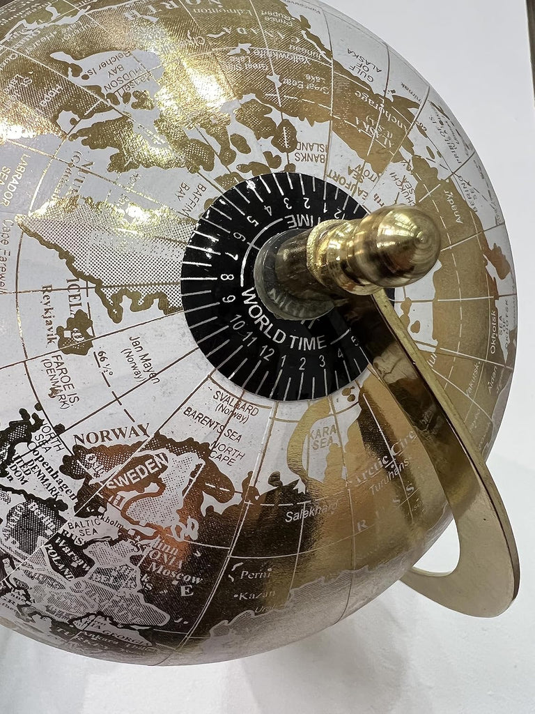 Abbott Collection 57-LATITUDE-18 Spinning Small Decorative Globe, White/Gold, 11" H