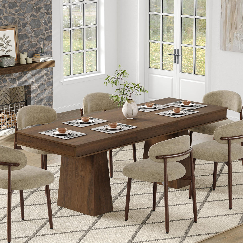 63-86.6 in Rectangle Extendable Dining Table for 6-10 People.Walnut