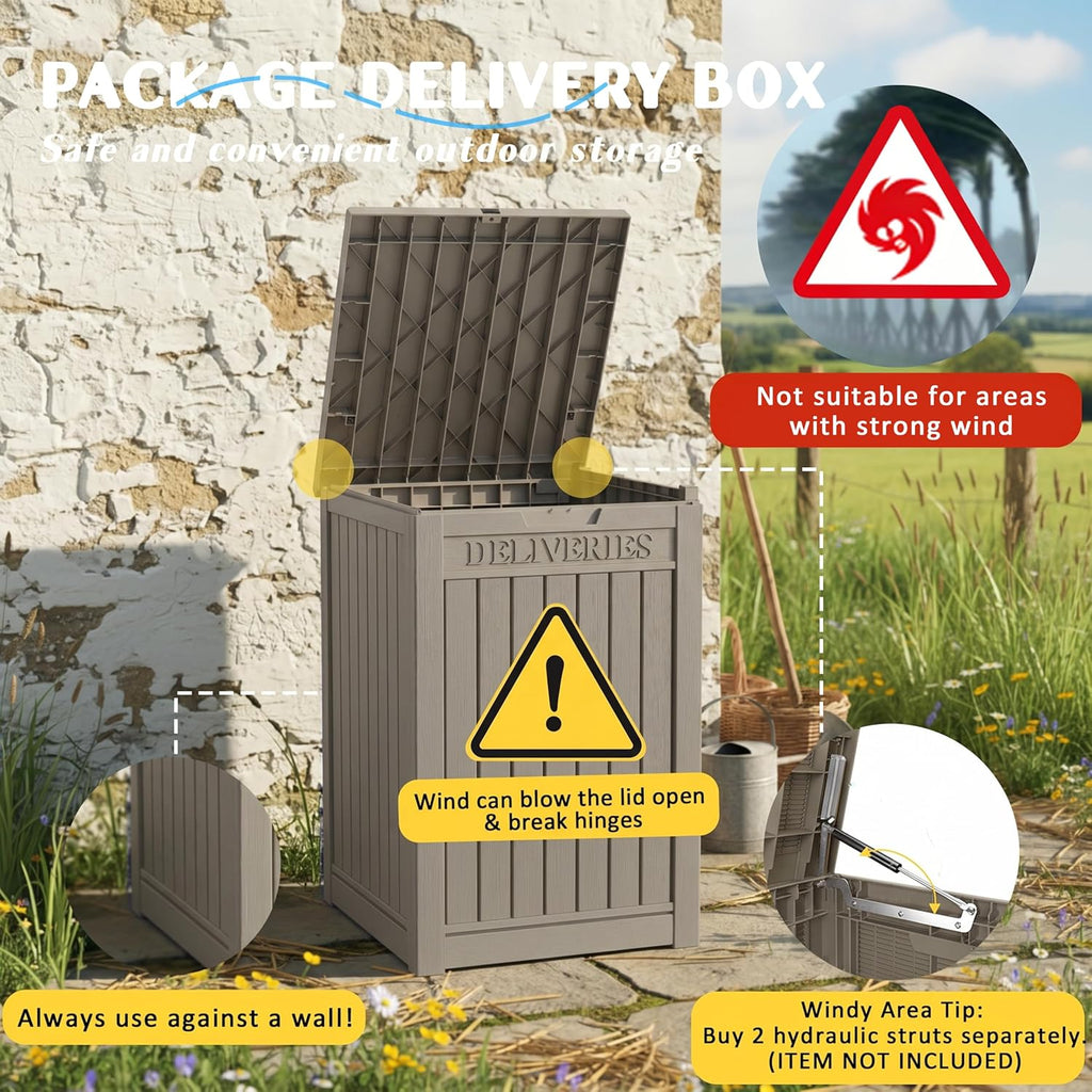Package Delivery Box 55 Gallon with Lockable Secure,Outdoor Package Drop Container Waterproof Patio and Curbside(Grey)