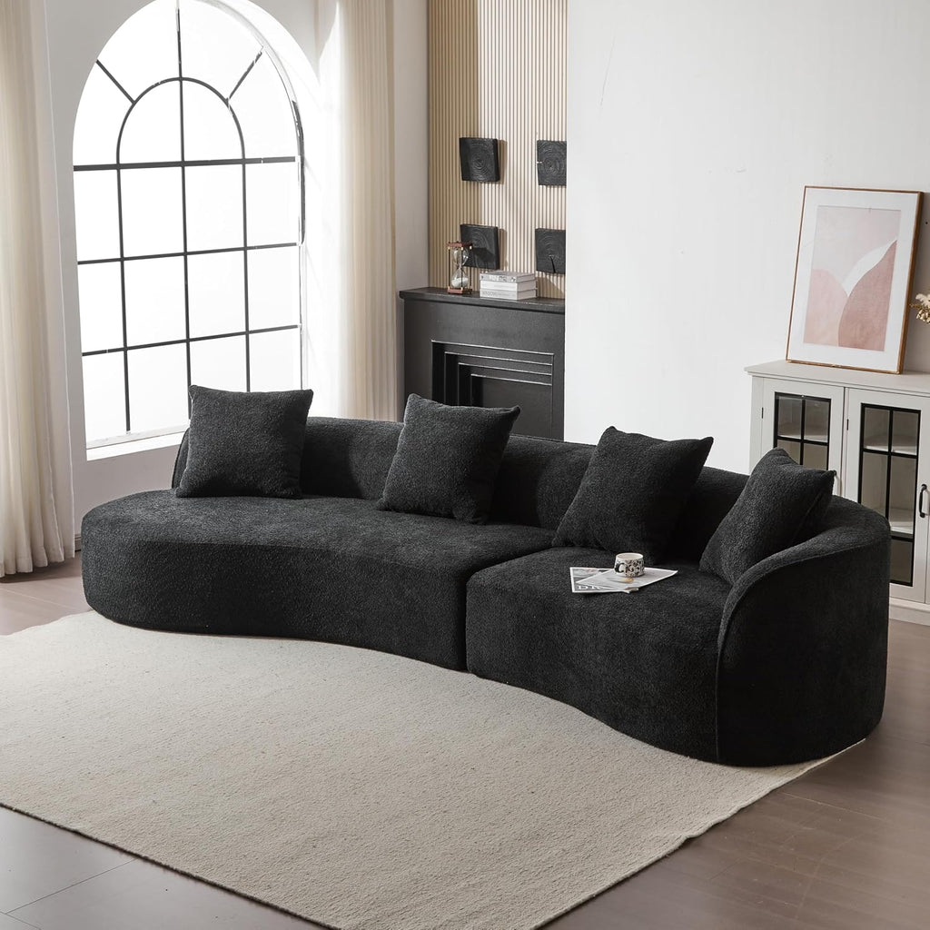 126 Inch Curved Sectional Sofa, Oversized 5-Seater Modern L-Shape Couch with 4 Pillows, Modular Velvet Fabric Sofa
