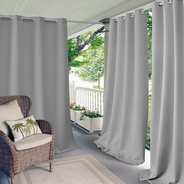 Connor Solid Indoor/Outdoor Window Curtain, Gray - 52" W x 84" L