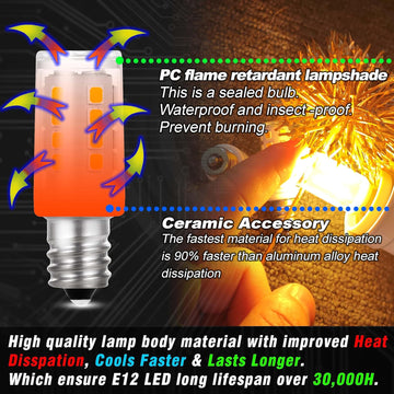 E12 Candelabra Base Night Light Bulb 1W Equivalent 10W 15W 2700K Warm White
