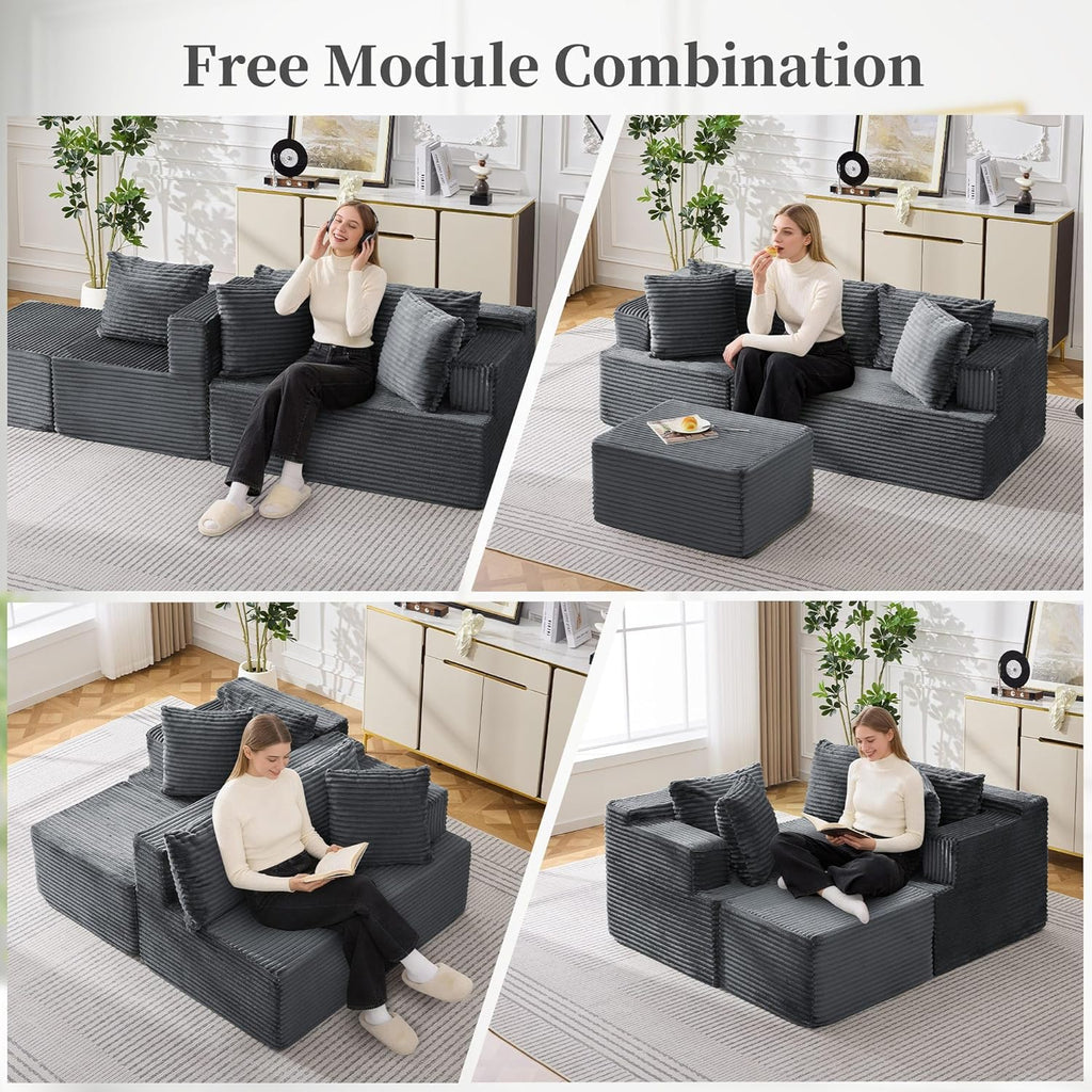80" Cloud Modular Sectional Sofa with L-Shaped, Boneless Couches for Living Room