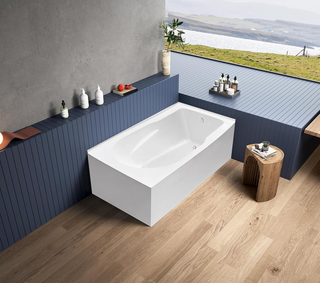 VTAM6032R21TS 60-Inch Acrylic 2-Wall Corner Alcove Tub with Right Hand Drain, White