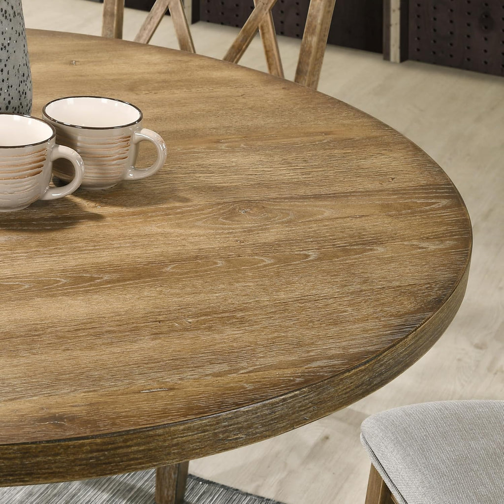 Havre Pedestal Base Round Dining Table, Oak