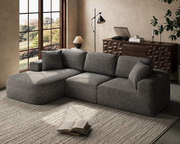 107'' Modular Sectional Sofa Couch with Chaise, No Assembly Required, Modern Bouclé-Inspired Upholstery, Convertible