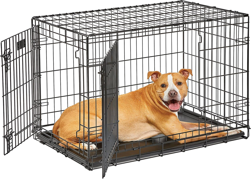 36-Inch LifeStages Crate for Medium-Large Breeds, 41-70 lbs, Double Door Folding Dog Crate with Divider Panel