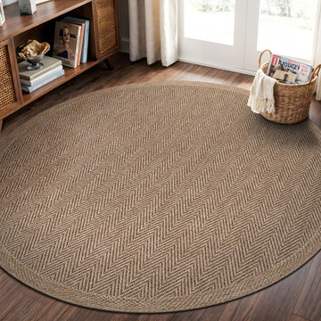 Easy Jute Round Rug 6ft Indoor Outdoor Natural Color Fiber Area Rugs